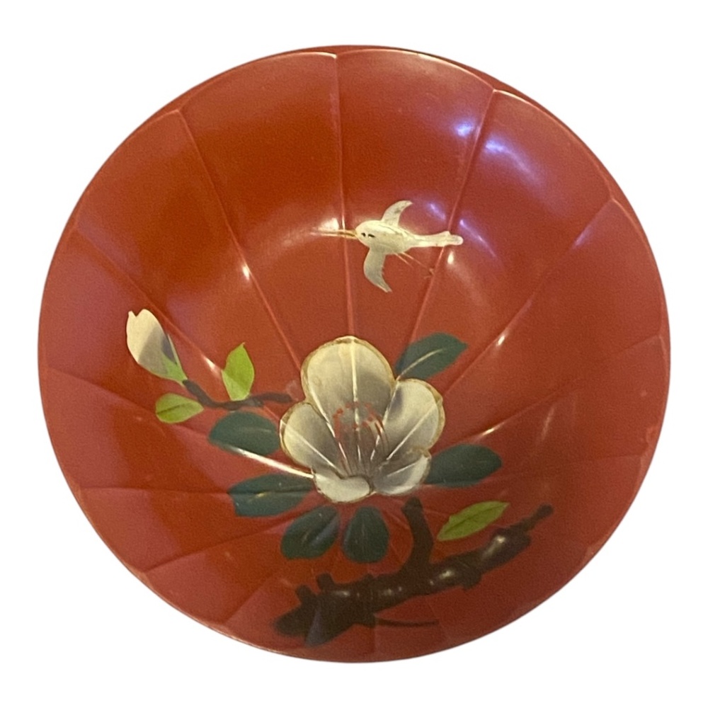 Vintage melamine handpainted lacquered gracewear dish. Japan